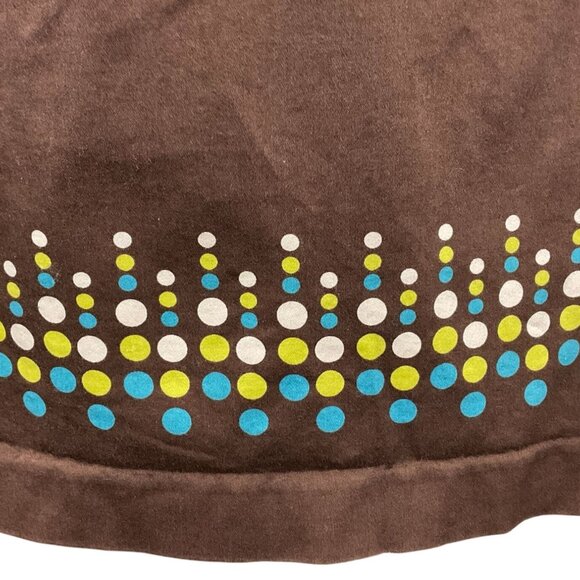 Geoffrey Beene Stretch VTG Brown Skirt Colorful Dot Border Hem Size 8 - Picture 2 of 8